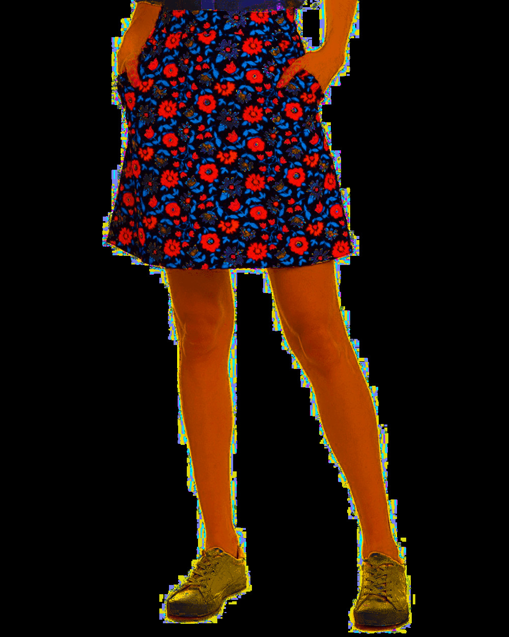 Kate Spade Daisy A-Line Skirt Pockets Lined Navy Red White Multi Floral 14 XL
